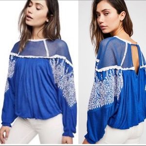 NWT FREE PEOPLE CARLY EMBROIDERED SZ XS BOHO TOP